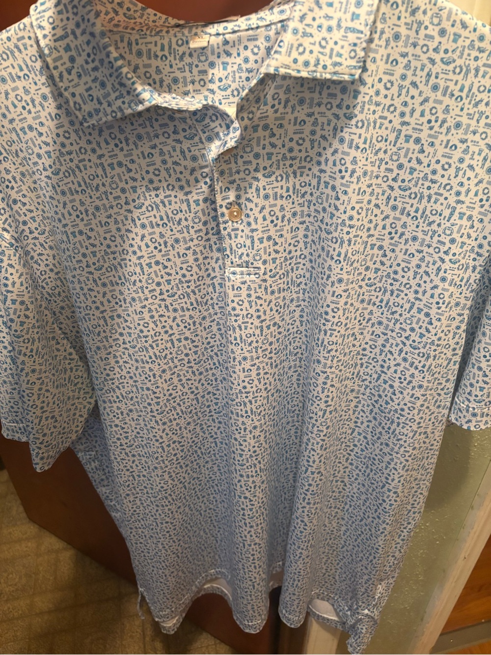Peter Millar Light Blue Microprint Polo